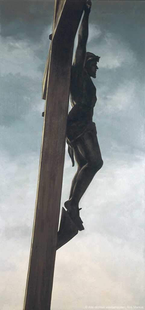 Schilderij 'Christus I' van Ans Markus uit de collectie 'Christus', gemaakt in 1994 in de afmeting 190x90.