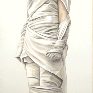 Schilderij 'Verbonden vrijheid III' van Ans Markus uit de collectie 'Windsels & maskers', gemaakt in 2005 in de afmeting 150x60.