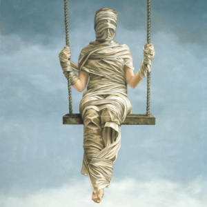 Schilderij 'Verbonden vrijheid I' van Ans Markus uit de collectie 'Windsels & maskers', gemaakt in 1982 in de afmeting 130x110.